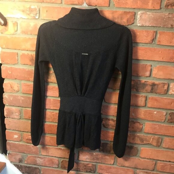 Lululemon Cashmere Bamboo Blend Belted Open Cardigan Waffle Knit Sweater Wrap 4 - Picture 4 of 13